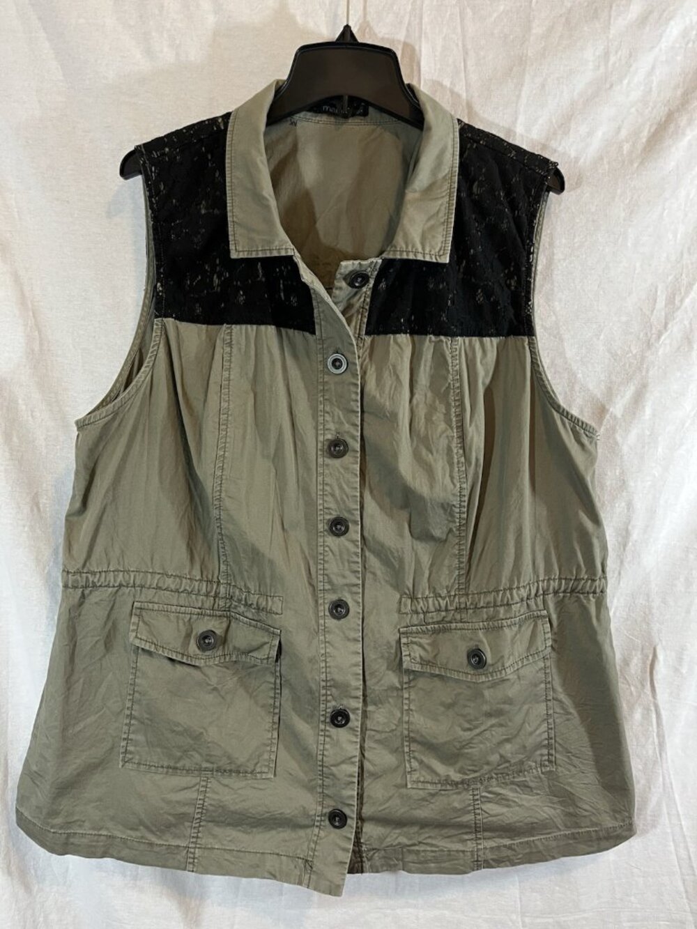 Maurices Women’s 2X Green Sleeveless Jacket w/ Black Lace